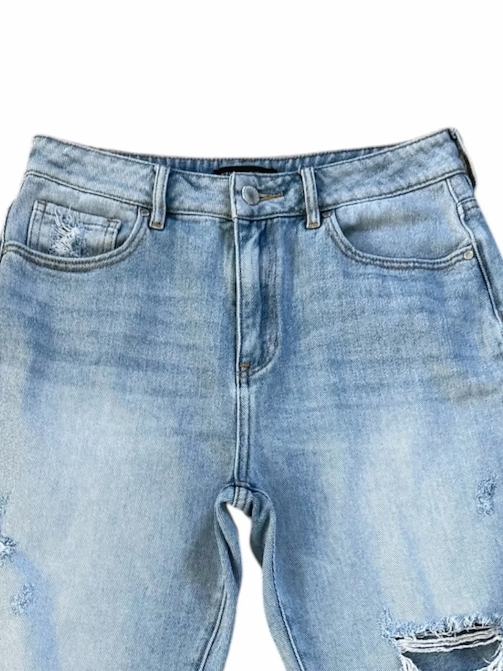 Kendall & Kylie Distressed High Rise Frayed Hem Straight Leg Crop Jeans Size 27